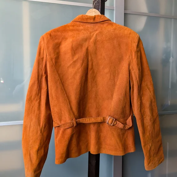 πΌπ¨π¦ Awesome Vintage Danier Orange Suede Jacket With Retro Buttons - Large - Picture 7 of 13